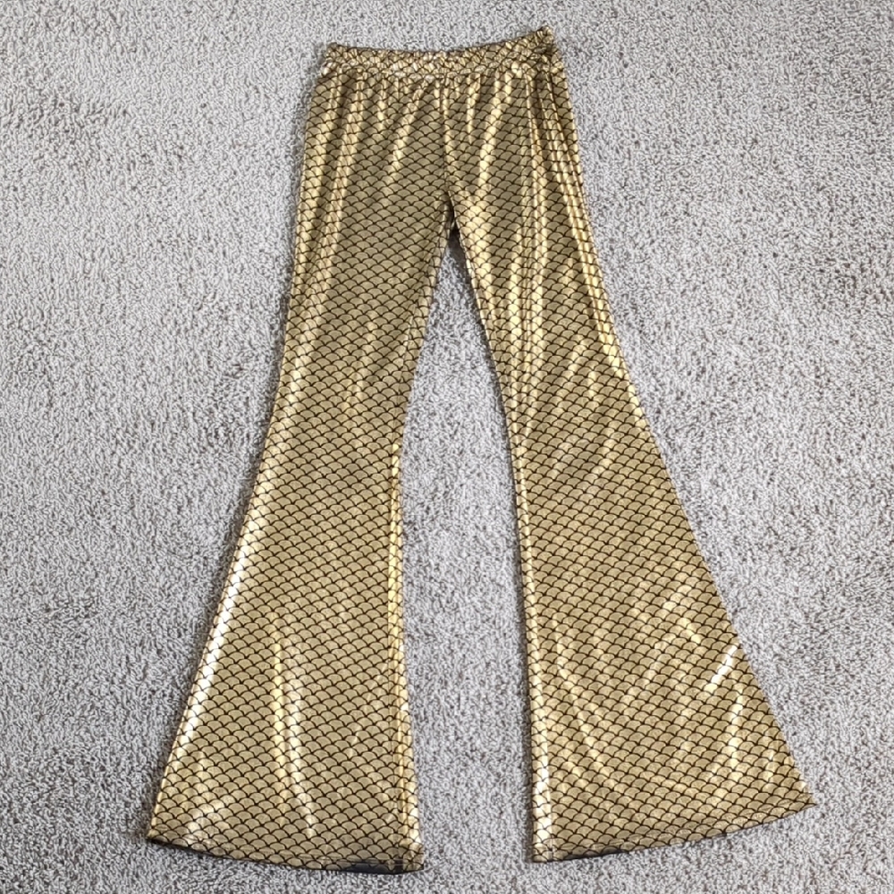 Elegant Gold and Black Sequin Pants